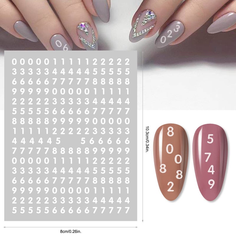 DANNEASY 8 Sheets Small Number Nail Art Stickers for Women Kids Girl Number for Nails Self Adhesive Nail Stickers Numbers Nail Decals 3D Nail Design Nails Decoration - Image 3